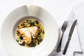 Pan roasted Hapuka, charred corn, fregola & shiitake mushrooms