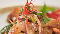 Pla Goong Hot spicy seared prawn salad